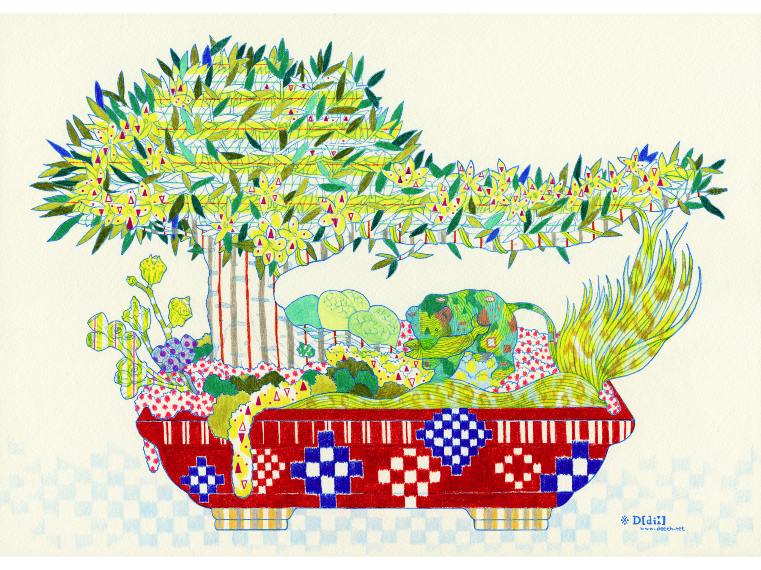 Bonsai Day Dream 1 ／297✖️420mm ／ 個展『おそらく、永遠に片思い』 – hpgrp gallery TOKYO／ Wonder Color Pencil ／ Wonder Color Pencil