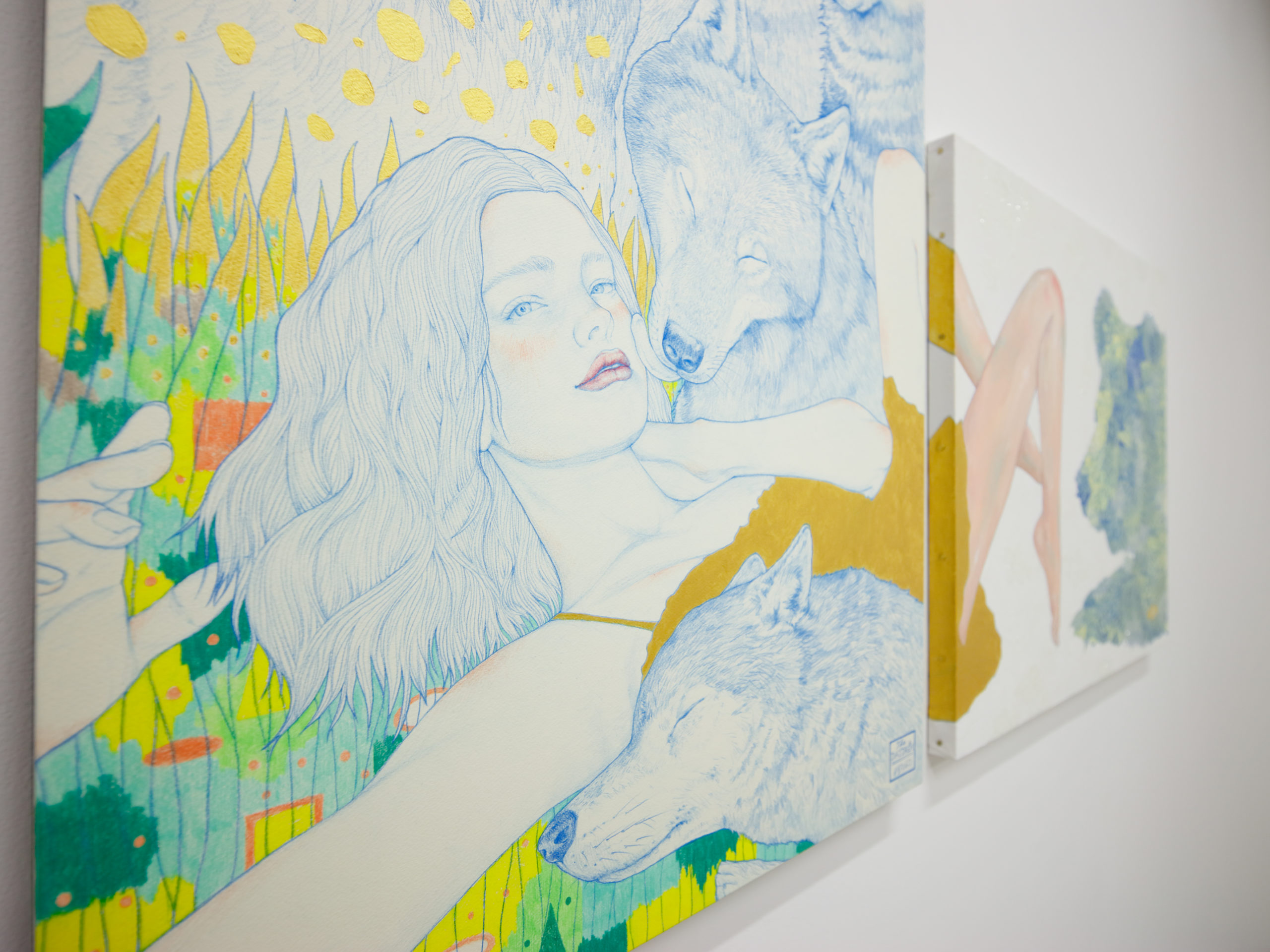 Anastasia – アナスタシアの木蔭／ 1333✖️900mm／for solo show『Crystallized Points of View』at hpgrp gallery Tokyo Aoyama／ Wonder Color Pencil
